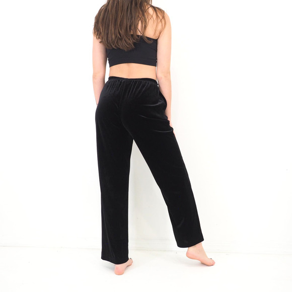 Vintage Black Velvet Pants Relaxed Fit Straight Leg Ankle Crop Size Small/Medium - Picture 6 of 9